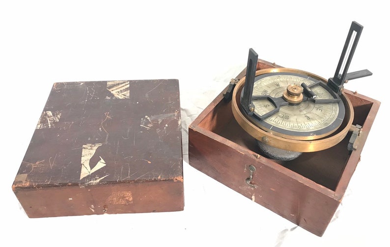 Antique Nautical Pelorus Maritime Navigational Aid Instrument Dumb Compass Wooden Box image 1