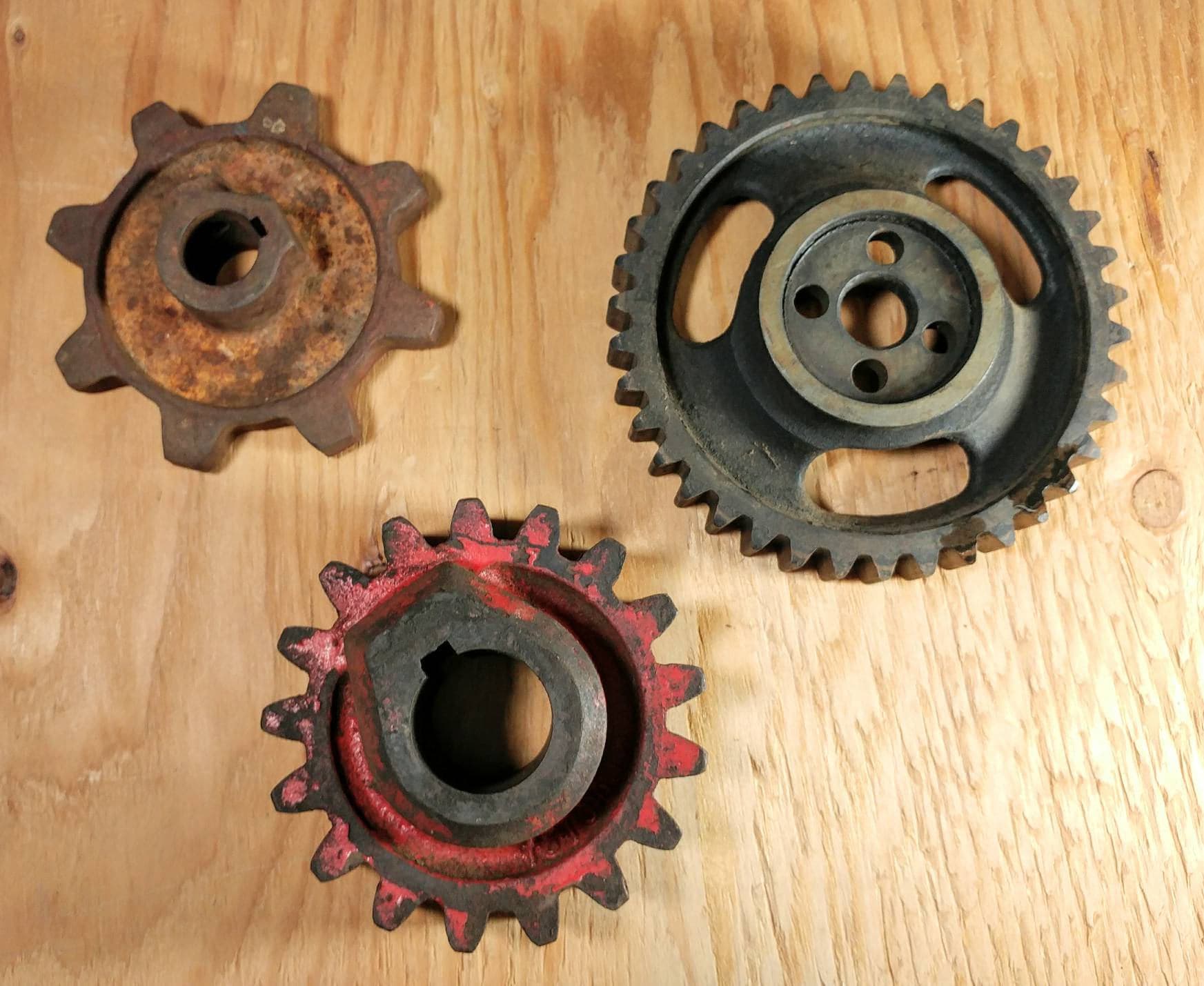Two Industrial steampunk cast iron gear sprocket lamp base project 4 1//4/"