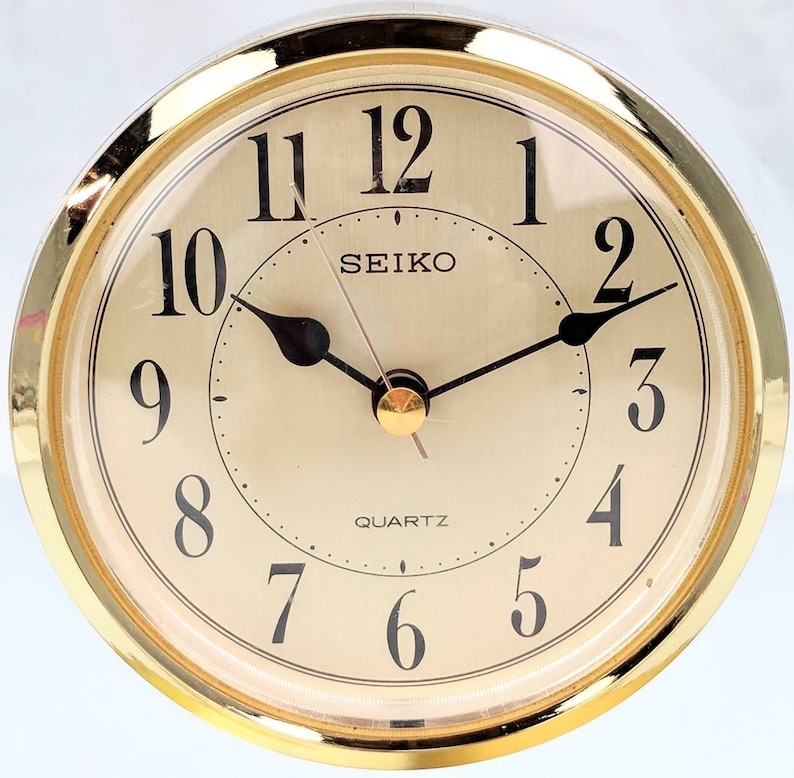 Seiko Quartz 3 Floating Dial 5.5 Brass Pillar Desk Table or Mantle Clock PN QXG702GC 152486