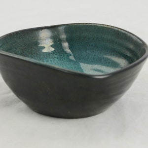 Studio Art Pottery Blue Speckled Inside Dark Blue Outside Signed Bowl