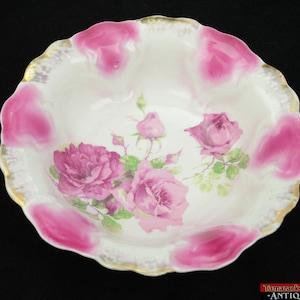 Antique Porcelain Green Eagle Mark C.T. Germany Carl Tielsch Altwasser Rose Bowl