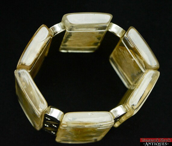 VTG 6 Panel Lucite w/ Mica Flakes Thick Chunky Si… - image 4