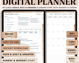 2026 2027 Digital Planner Simple Minimalist Digital Planner Hyperlinked Planner Good Notes Planner Notability Daily Weekly Monthly Planner