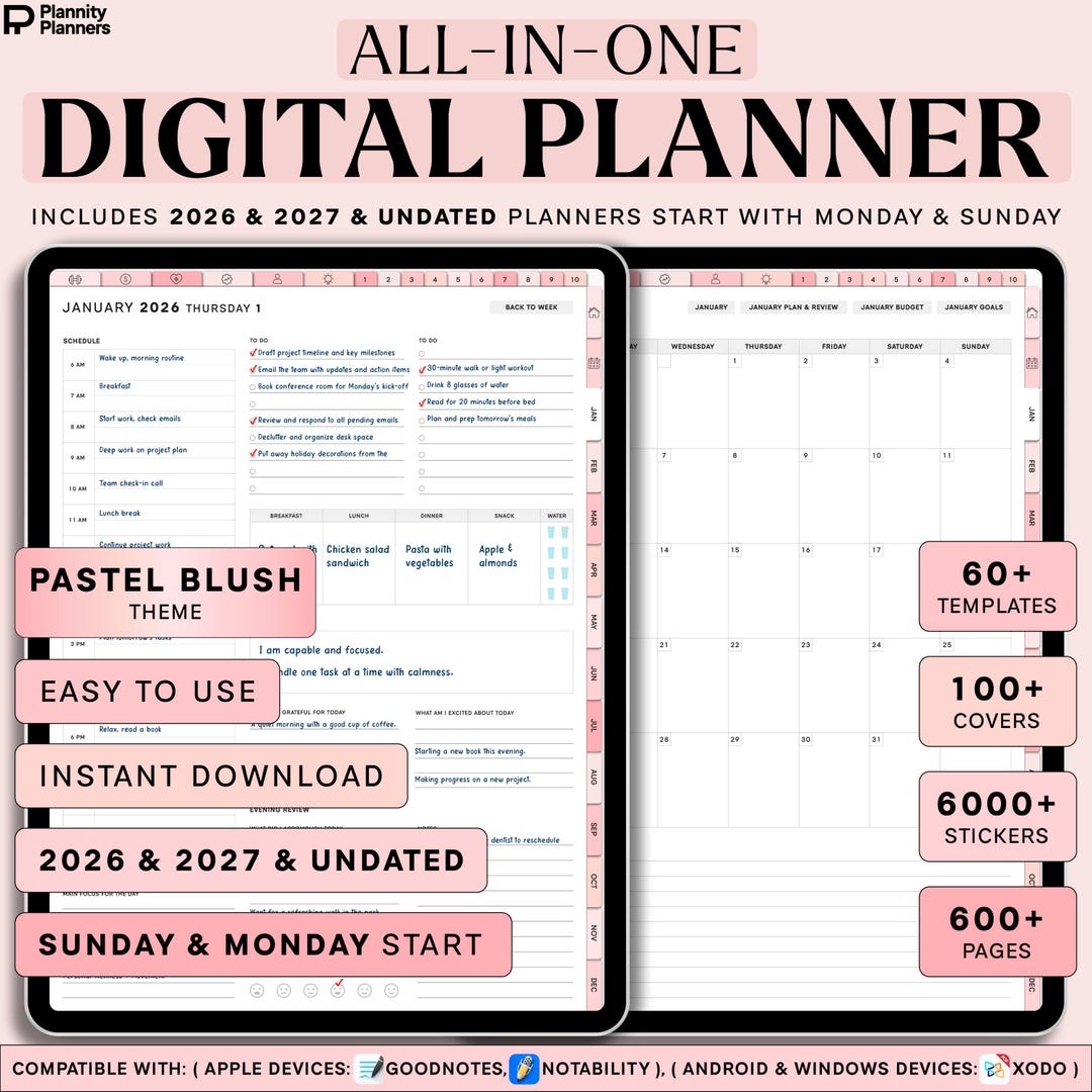 2026 2027 All-in-one Digital Planner, Digital Planner, 2026 Journal ...