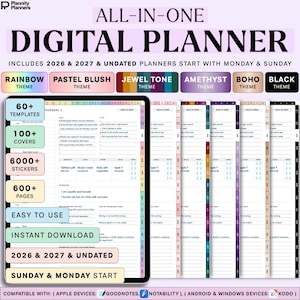 2026 2027 All in One Digital Planner Bundle, Digital Planner, 2026 Journal Planner Bundle, Digital Goodnotes Template, Weekly Daily Planner