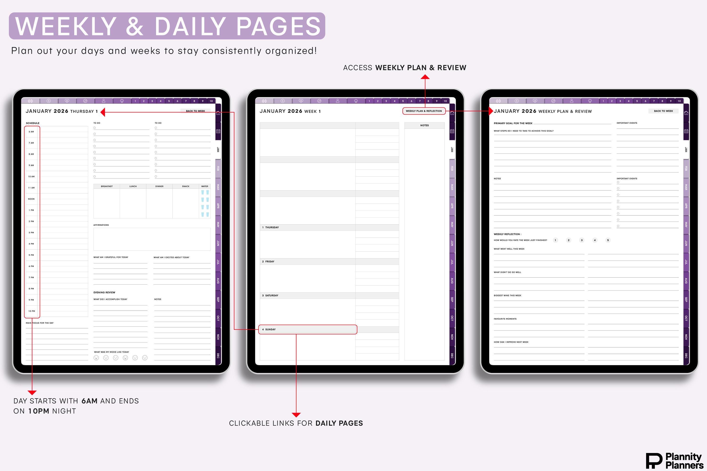 All in One Digital Planner 2026 2027 Undated, Hyperlink Digital Planner ...