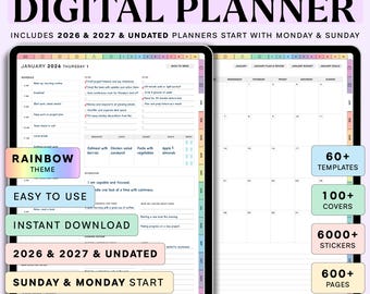 All in One Digital Planner 2026 2027 2028 Digital Planner Digital Journal Digital Goodnotes Template Weekly Daily Planner Notability ADHD
