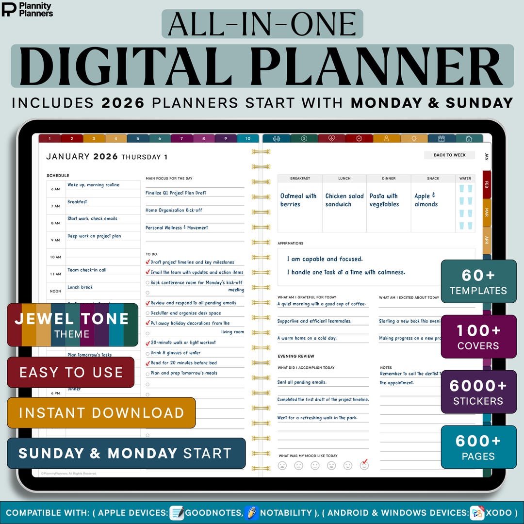 All in One Digital Planner 2026 Hyperlinked Planner Digital Journal ...