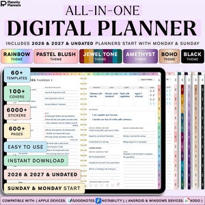All-in-One Digital Planner 2026, 2027, Undated Digital Planner, Digital Journal,Digital Goodnotes Template,Weekly, Daily Planner, Notability