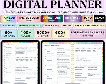 All-in-One Digital Planner 2026 2027, Hyperlink Digital Planner, Daily Weekly Monthly Journal, Goodnotes Planner, Apple Google Calendar