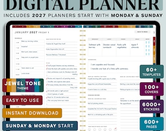All-in-One 2027 Digital Planner PDF: Hyperlinked Weekly, Monthly Planner for GoodNotes & iPad
