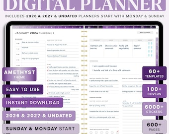 All in One Digital Planner 2026 2027 Undated hyperlinked Planner Digital Journal Digital Goodnotes Template Weekly Daily Planner Notability