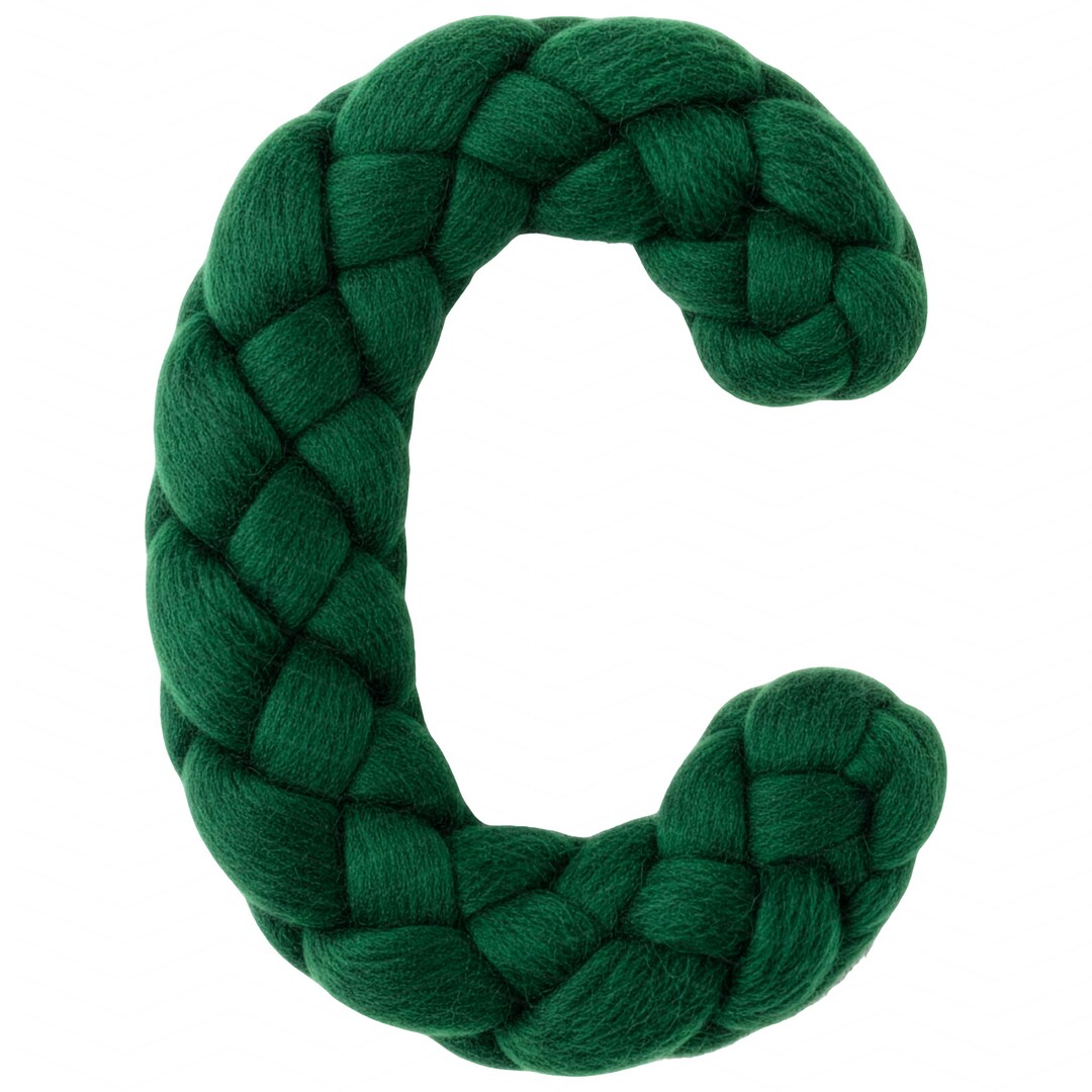 Braided Yarn Alphabet A-Z PNG, Chunky Knit Letters, Dark Green Wool ...