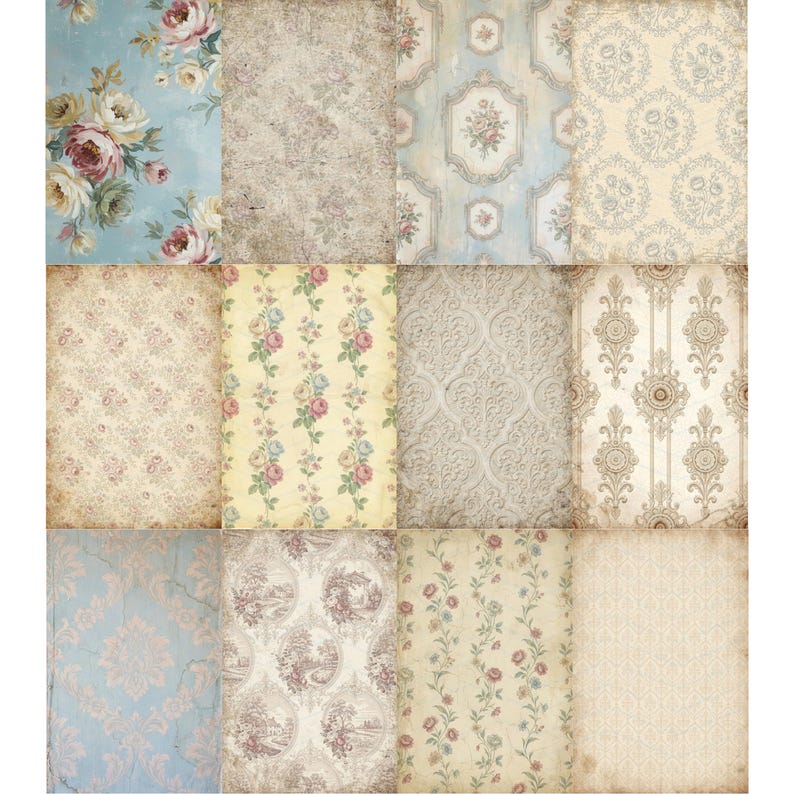 100 Shabby Chic Antique Scrapbooking Papers: Vintage Wallpaper Junk ...