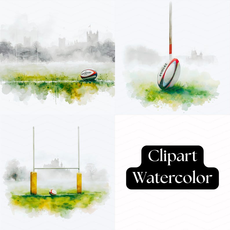 Watercolor Rugby Ball Clipart, High-resolution PNG,JPG, Sports ...