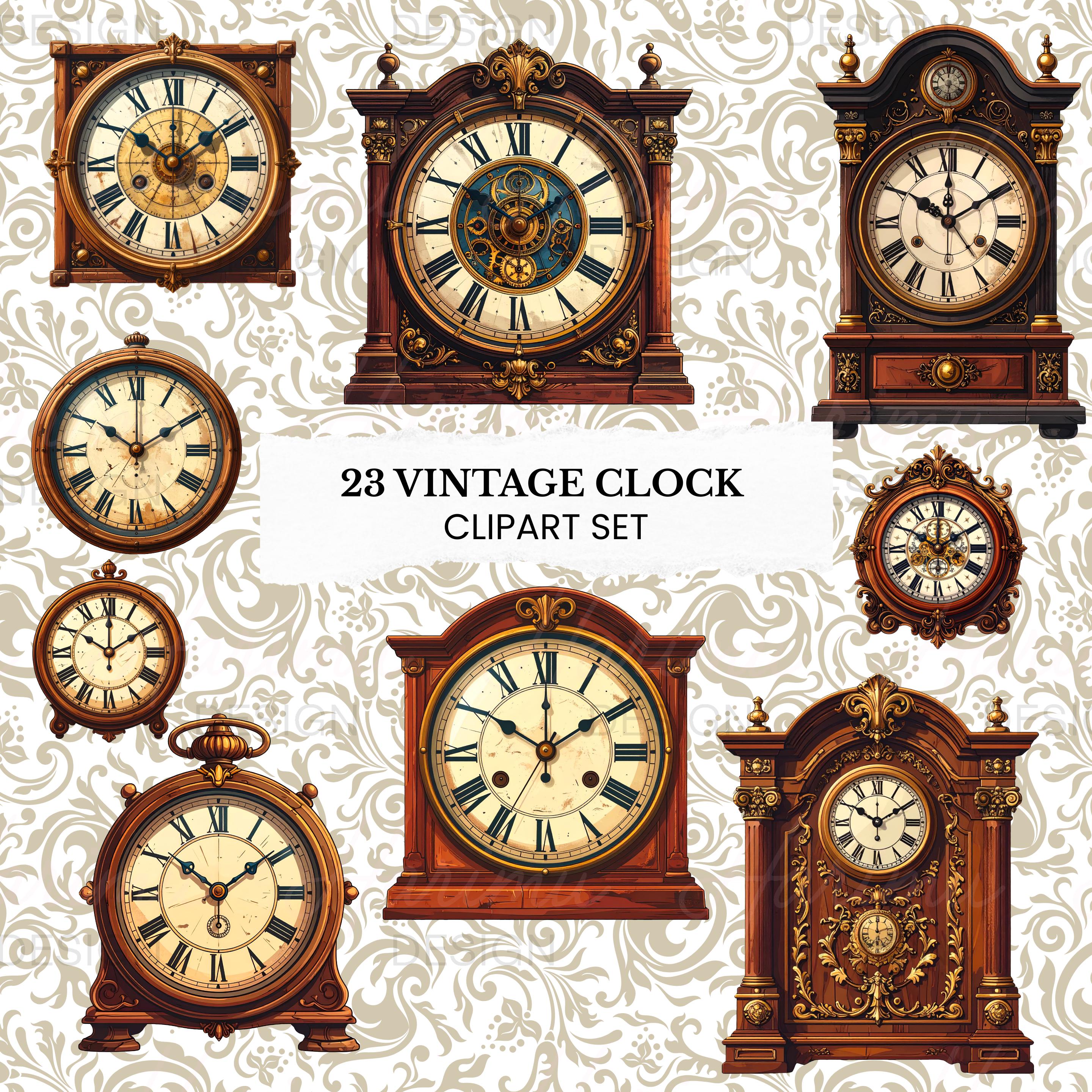 Ancienne horloge murale vintage style baroque – chiffres romains - Décoration