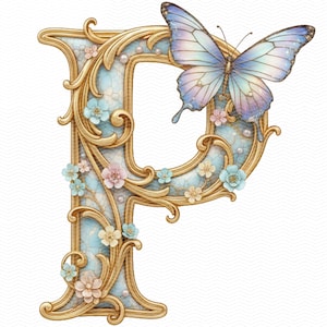 26 Ornamental Baroque Alphabet PNG, Luxury Monogram Letters ,Vintage Floral Gold Typography image 15