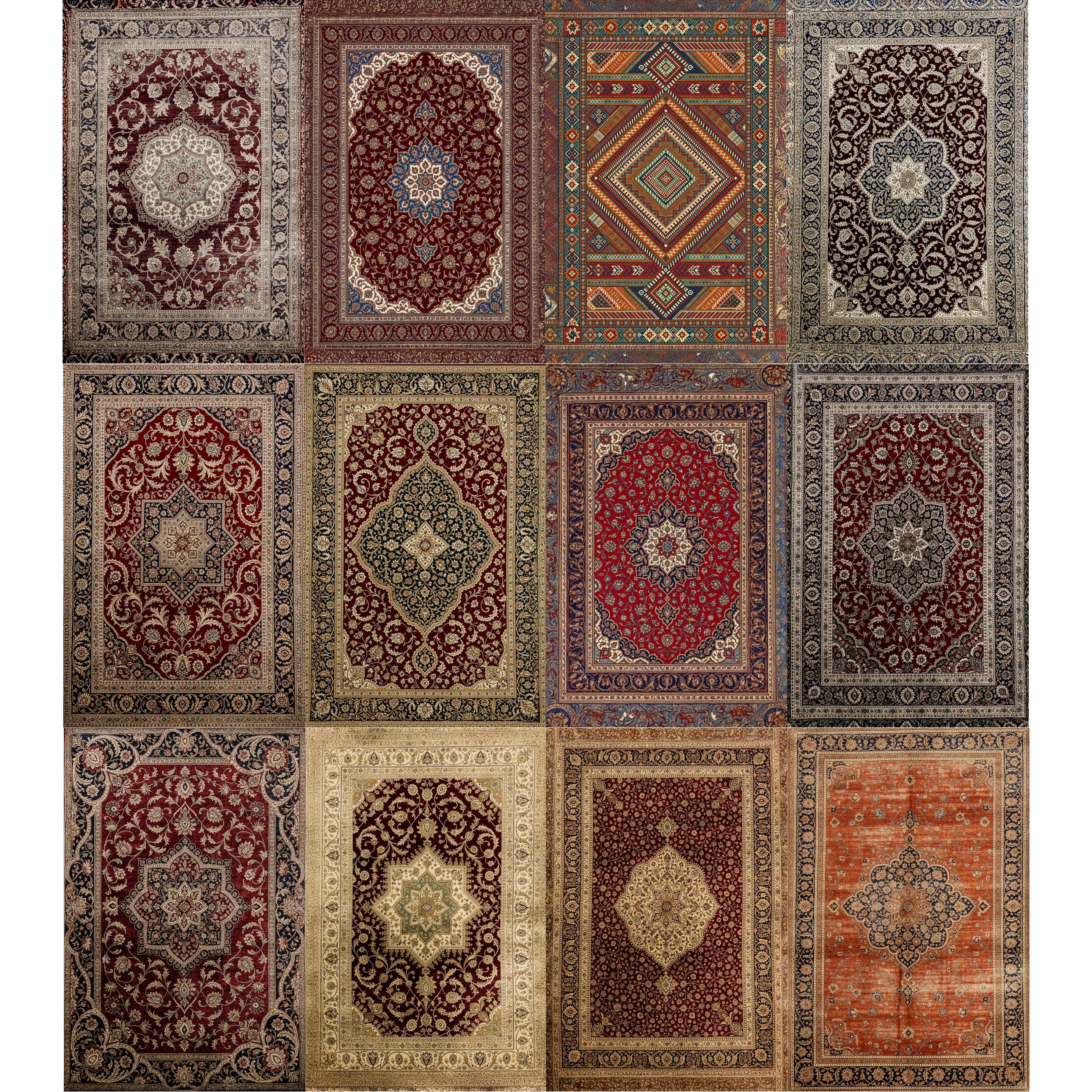100 Persian Rug Digital Papers, Vintage Oriental Carpet Patterns, Junk ...