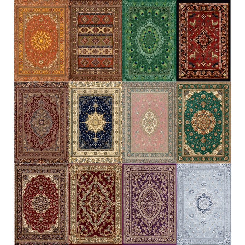 100 Persian Rug Digital Papers, Vintage Oriental Carpet Patterns, Junk ...