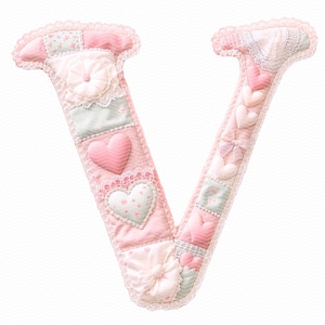 Patchwork Shabby Chic Alphabet PNG: Gesteppte Stoffbuchstaben A-Z, kokette rosa Blumenbuchstaben für Scrapbooking, Junk Journal Bild 17