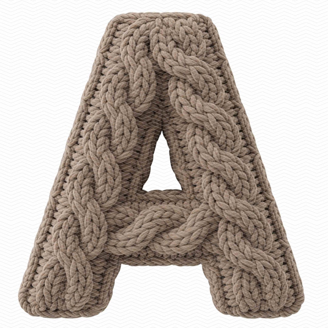 Chunky Script Numbers Neutral Knit Yarn Alphabet PNG: Chunky Knitted Letters & Numbers, Latch ...