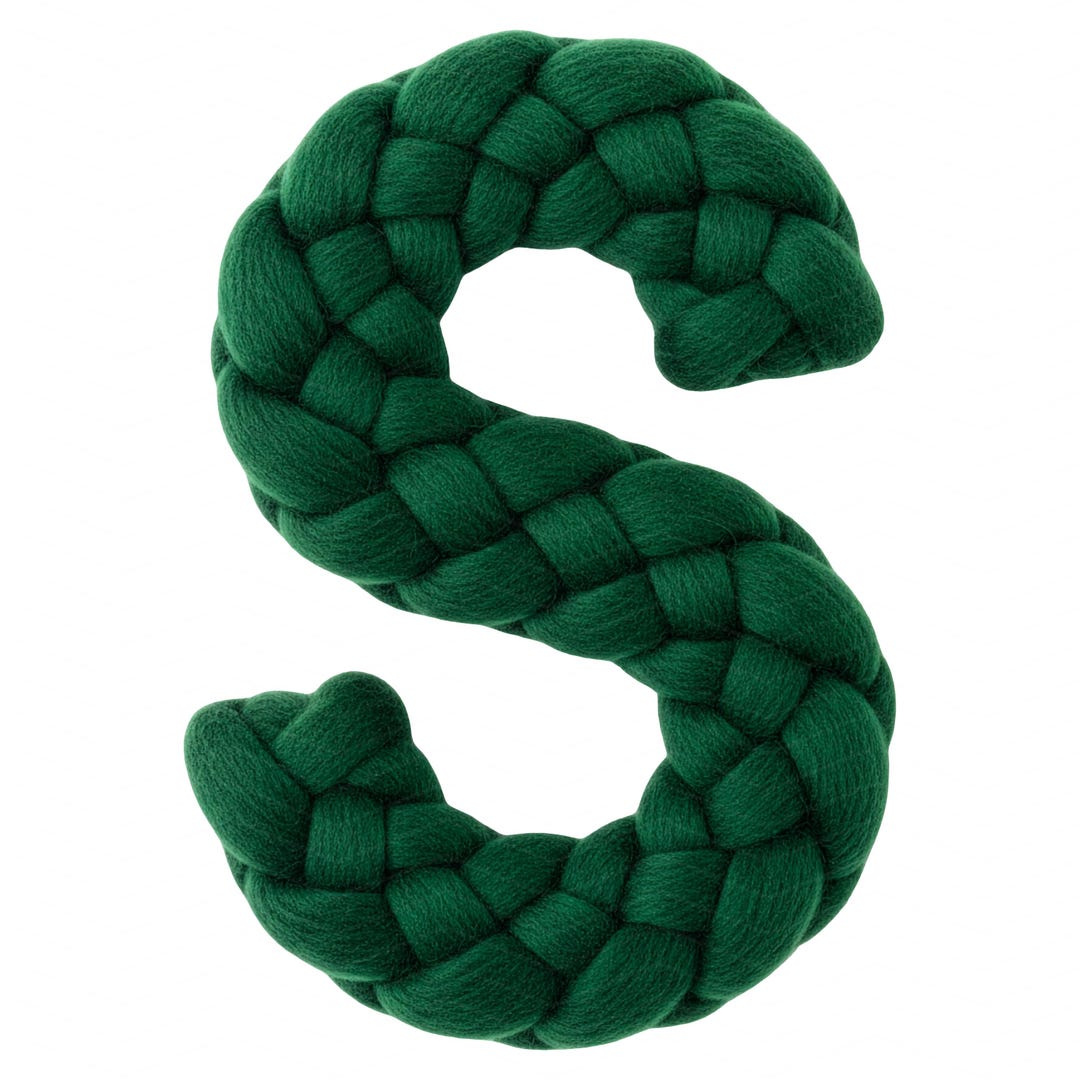 Braided Yarn Alphabet A-Z PNG, Chunky Knit Letters, Dark Green Wool ...