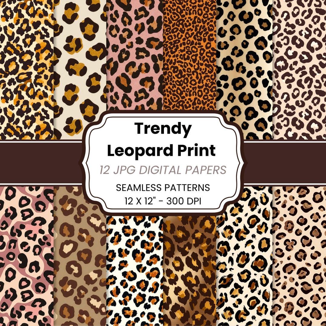 Leopard Print Digital Paper Pack, Animal Print Scrapbook Paper, Safari ...