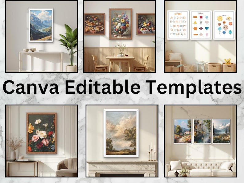 Canva Frame Mockup Bundle, 60 Editable Drag and Drop Artwork Frames ...