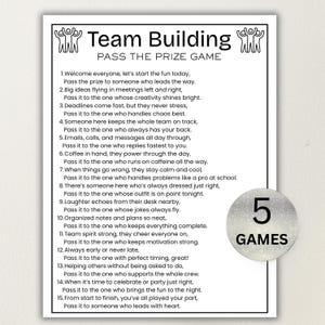 Pass The Prize Game, Team Building Activity, Printable Pass The Gift Game, Group Icebreaker, Coworker Office Party Game, Fun Team Exercise