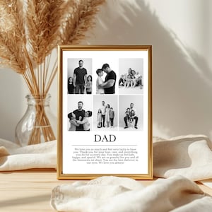 Father's Day Photo Gift Template, Custom Dad's Birthday Photo Collage Poster Printable, Editable Dad Picture Keepsake, Father Wall Art