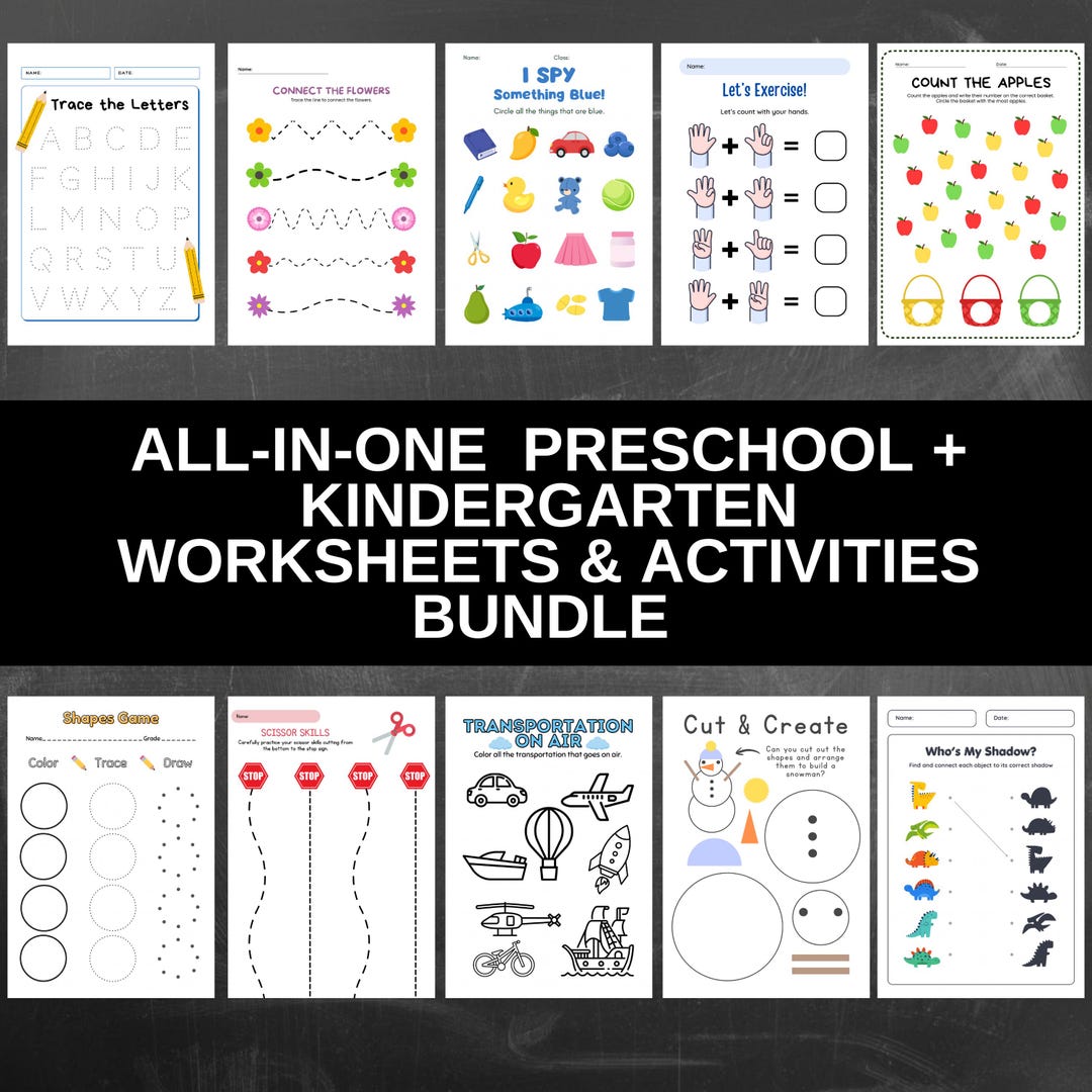 Preschool & Kindergarten Learning Bundle, Printable Activities