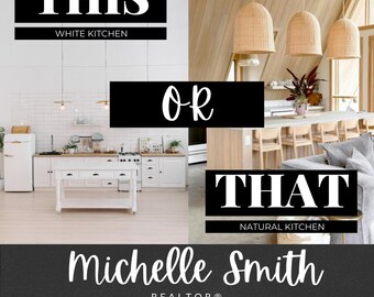 10 Modern & Minimalist Social Media Templates - Realtor This or That Instagram Posts - Social Media Bundle - Real Estate Templates