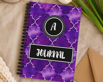 Personalized Purple Quatrefoil Journal, Custom Monogram Notebook, Vibrant Moroccan Notebook, Unique Client Gift, Holiday Gift, Realtor Gift
