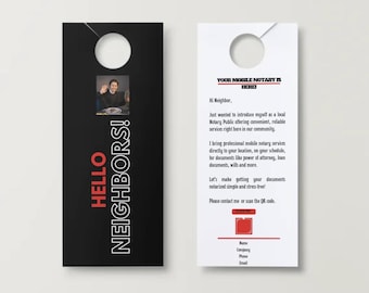 Notary Door Hanger | Canva Template | Real Estate Door Tag | Notary Public Marketing | Neighborhood Flyer | Hello Neighbor