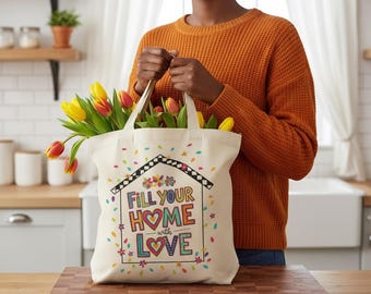 Housewarming Gift Tote Bag | Fill Your Home with Love Bag | New Homeowner Gift | Housewarming Gift | Realtor Closing Gift | Farmer's Market