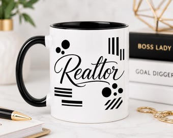 Realtor Polka Dot & Stripe Coffee Cup | Realtor Accent Mug | Real Estate Agent Coffee Mug | Realtor Gift | Closing Gift for Realtors