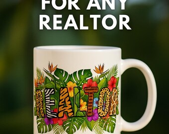 Realtor Coffee Mug, Realtor Gift, Broker Appreciation, Realtor Coffee Mug, Realtor Thank You, Realtor Mug with Animal Print, Gifts