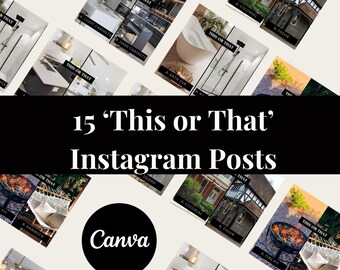 15 Minimalist Social Media Posts - Realtor This or That Instagram Posts - Social Media Bundle - Real Estate Templates - Realtor IG Posts
