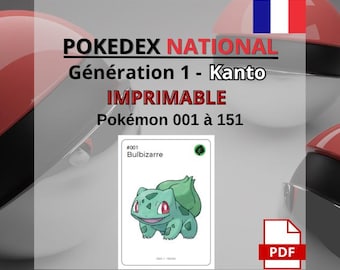 Cartas Pokémon imprimibles – Generación 1 – 151 cartas – Archivo PDF – Francés