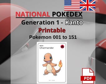 Rastreador de Colección Imprimible – Pokémon Gen 1 - 151 cartas - PDF - Inglés