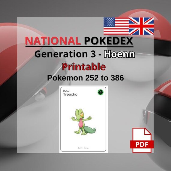 Printable Collection Tracker - Gen 3 Pokemon - 252 to 386 - PDF - English