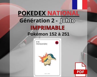 Cartas Pokémon imprimibles – Generación 2 – 152 a 251 – Archivo PDF – Francés