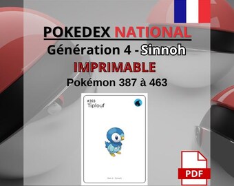 Cartas Pokémon imprimibles - Generación 4 - Sinnoh - 387 a 493 - Francés
