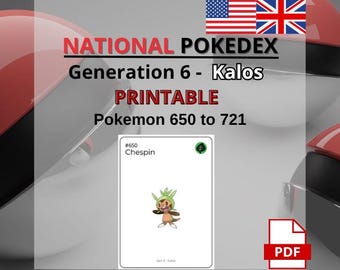 Rastreador de Colección Imprimible – Pokémon de la 6.ª Generación - Kalos - PDF - Inglés