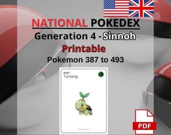 Rastreador de Colección Imprimible – Pokémon Gen 4 - Sinnoh - PDF - Inglés