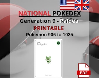 Rastreador de Colección Imprimible – Pokémon Gen 9 - Paldea - PDF - Inglés