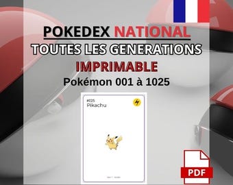 Pokédex Nacional Imprimible - Todas las Generaciones - Pokémon 001 a 1025 - PDF Imprimible - Francés
