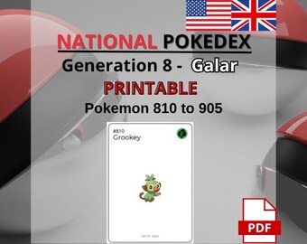 Rastreador de Colección Imprimible - Pokémon Gen 8 - Galar - PDF - Inglés