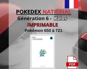 Cartas Pokémon imprimibles - Generación 6 - Kalos - 650 a 721 - Francés
