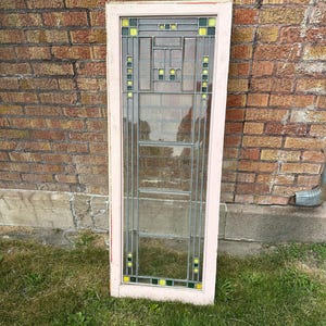 Antique Wood Framed Stain Glass window panes